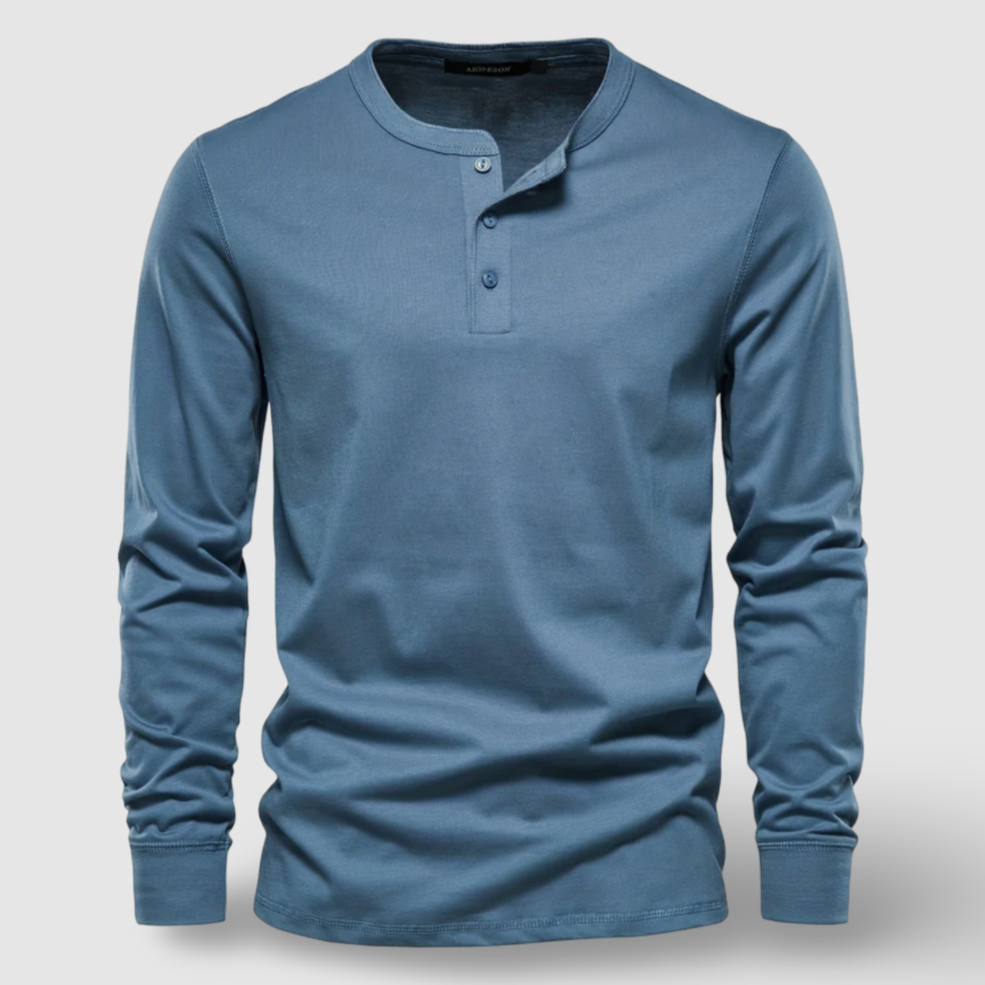 Elegantes Langarm-Henley-Shirt aus Baumwolle