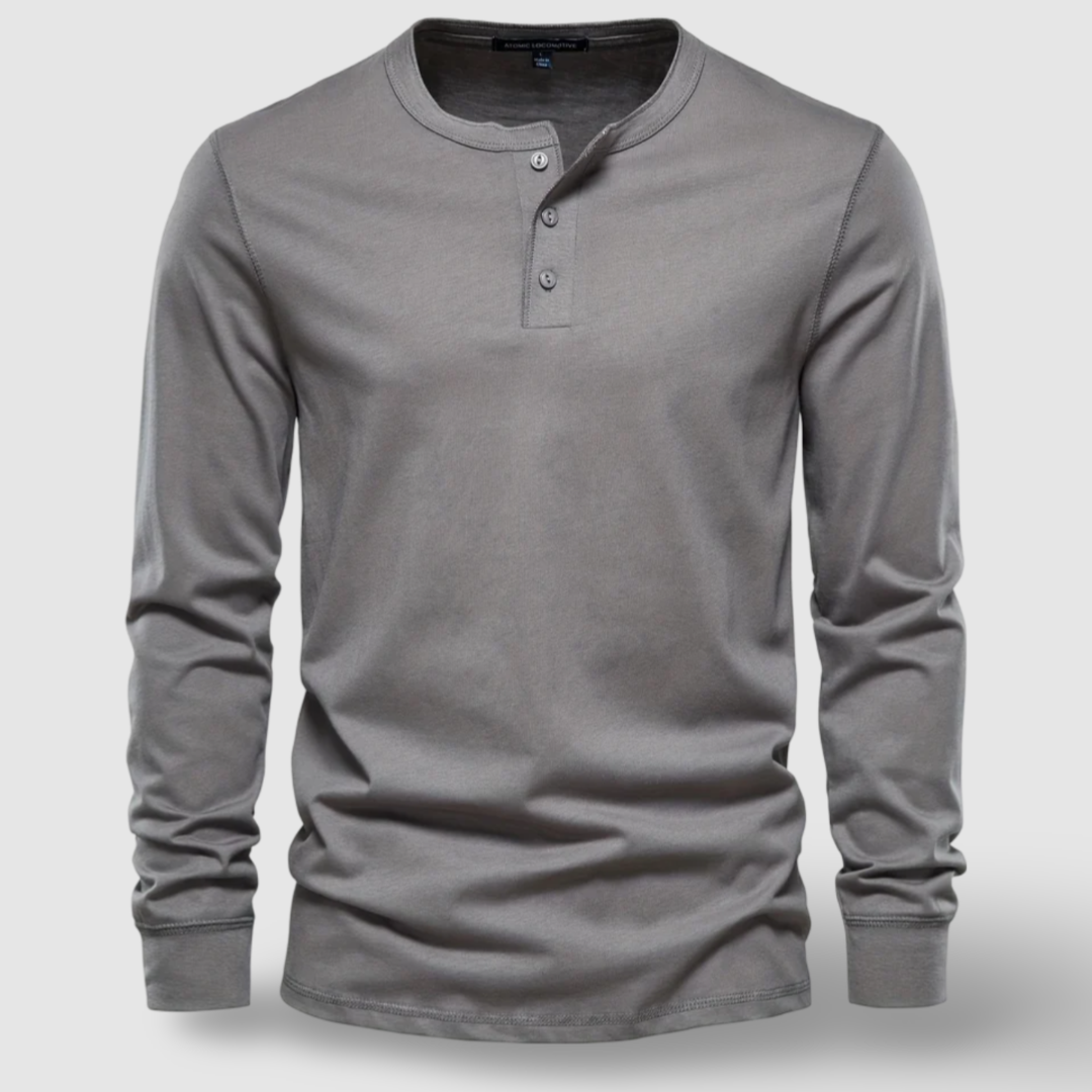 Elegantes Langarm-Henley-Shirt aus Baumwolle