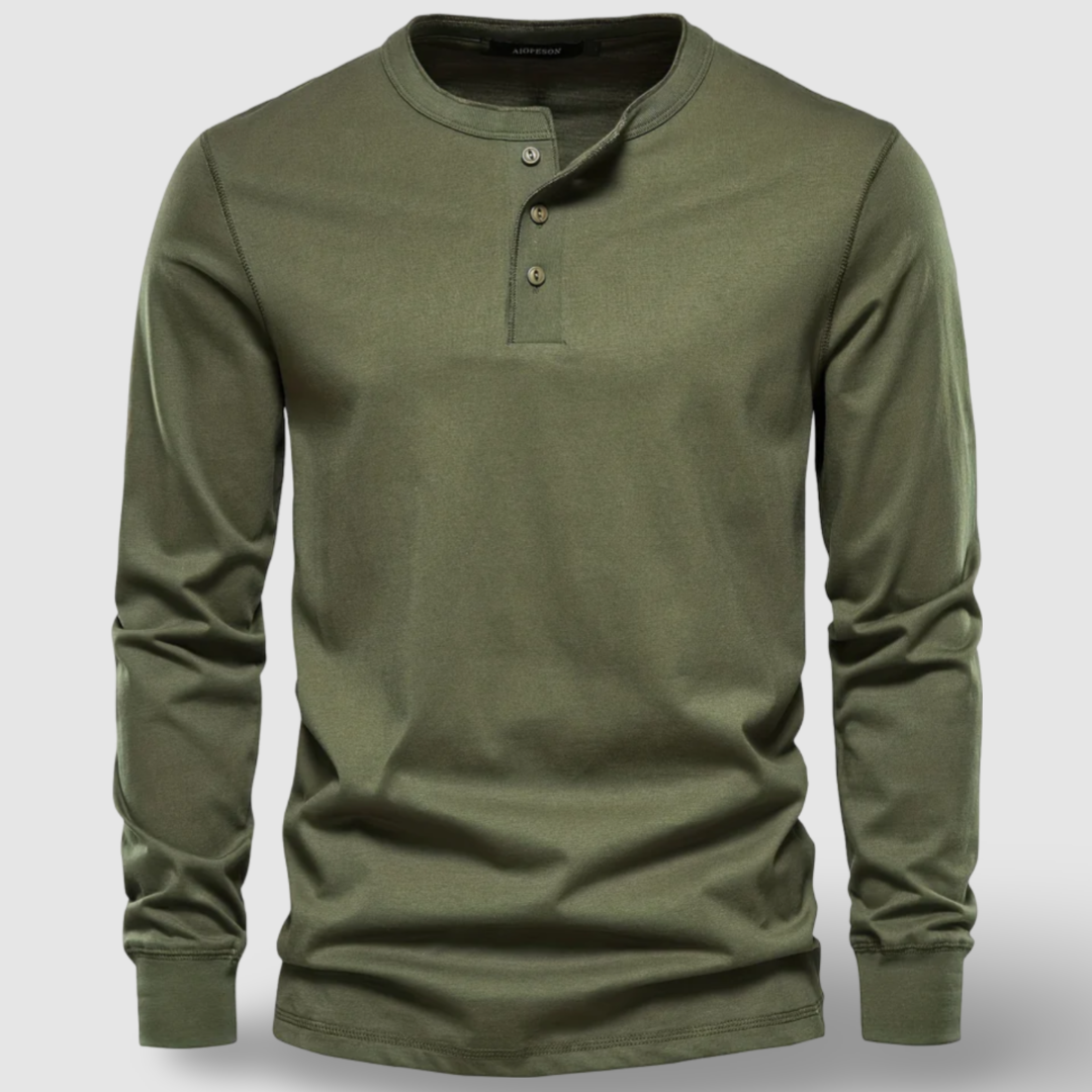 Elegantes Langarm-Henley-Shirt aus Baumwolle
