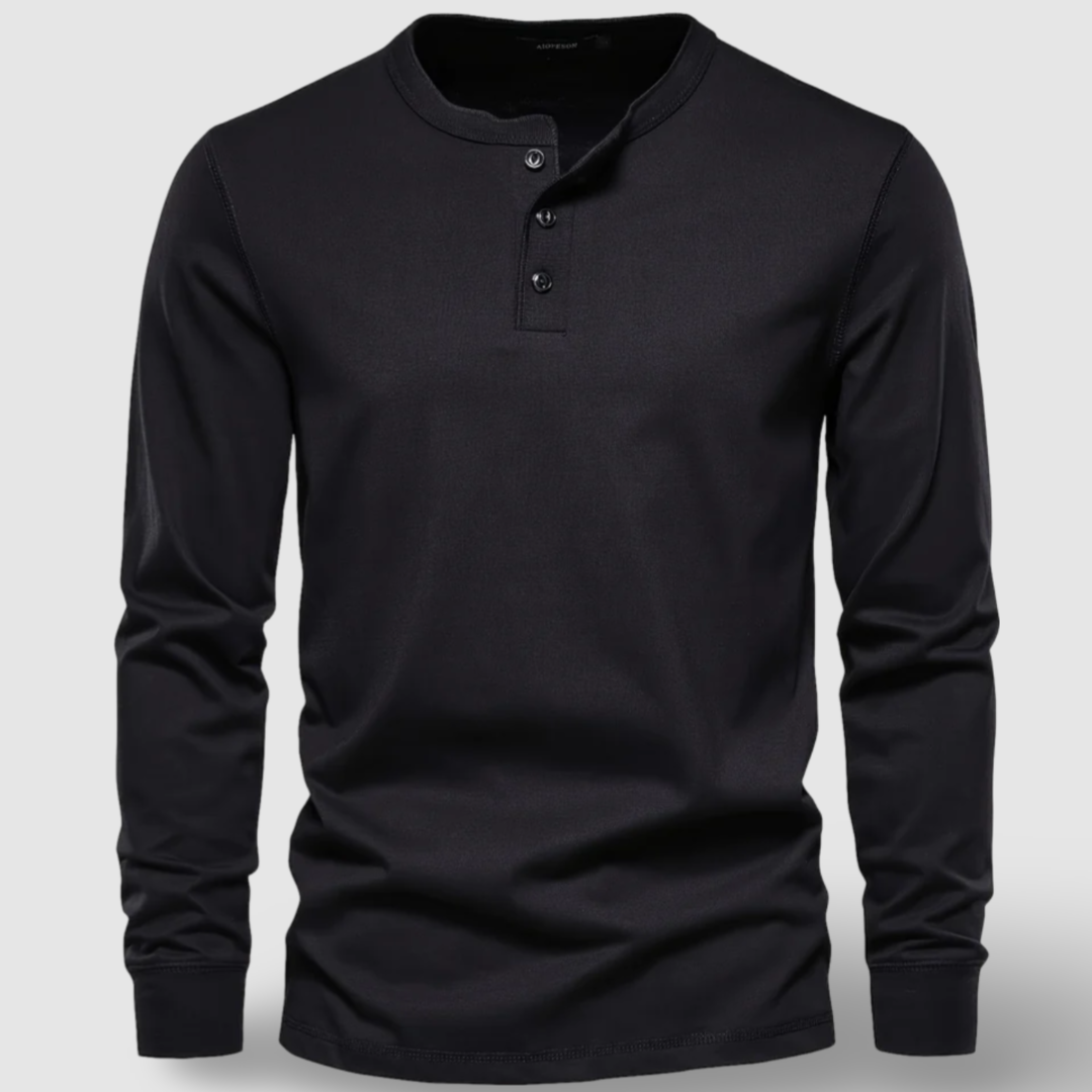 Elegantes Langarm-Henley-Shirt aus Baumwolle