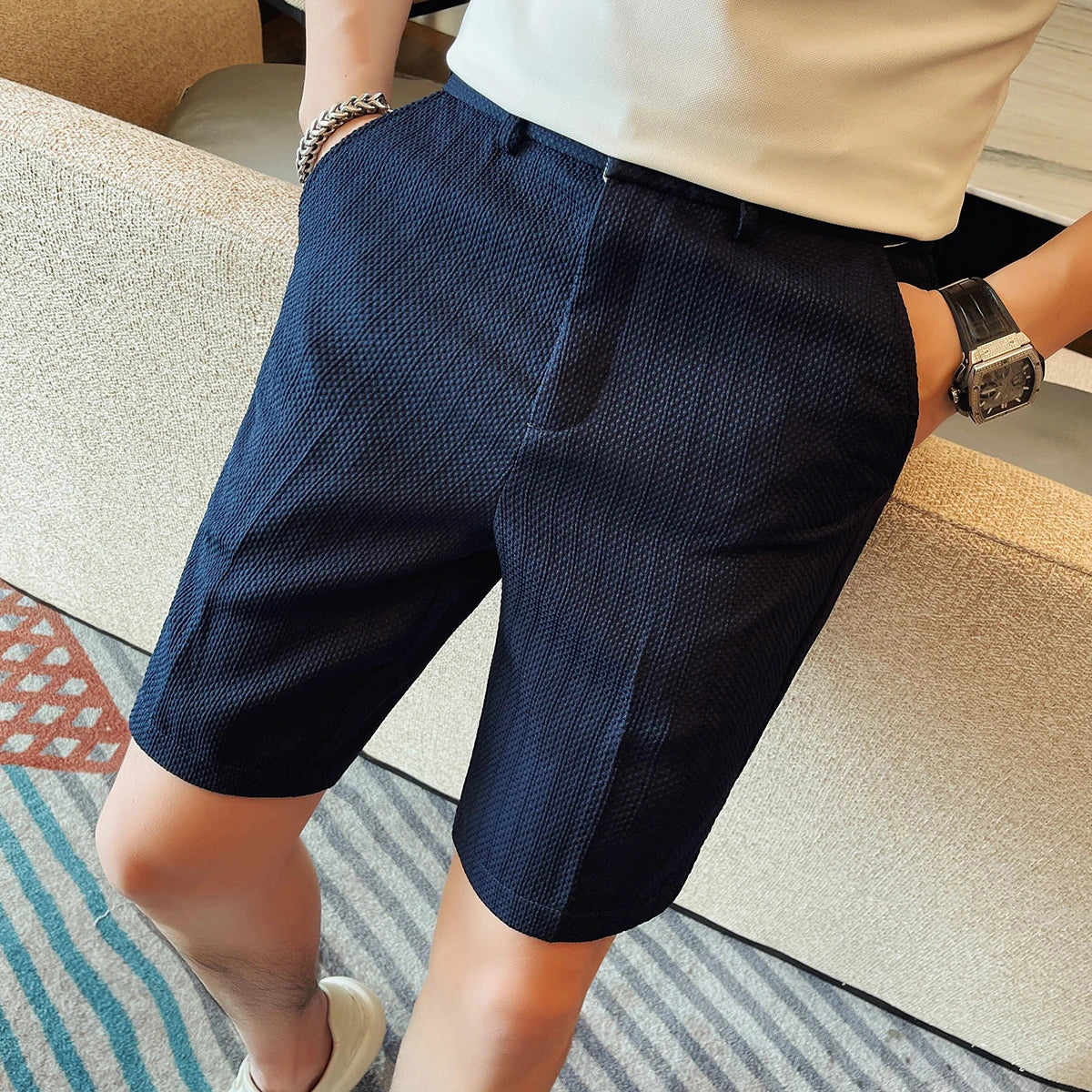 Elegante Waffel-Shorts