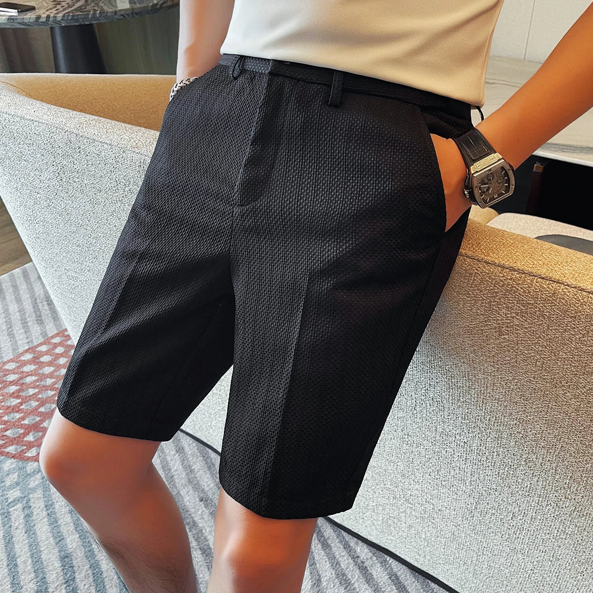 Elegante Waffel-Shorts