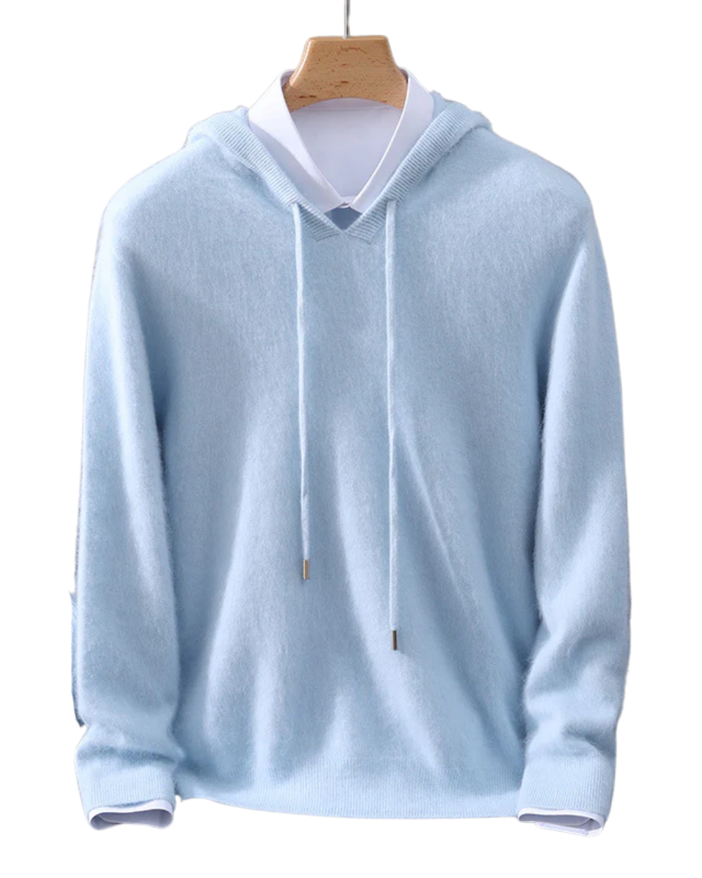 Casaco com capuz elegante em caxemira